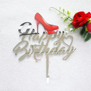 Red High Heels Happy Birthday Cake Topper