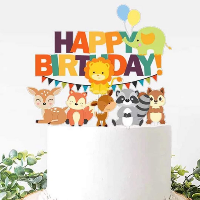 Animals Happy Birthday Toppers Set