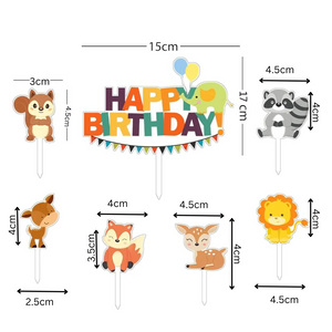 Animals Happy Birthday Toppers Set