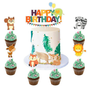 Animals Happy Birthday Toppers Set