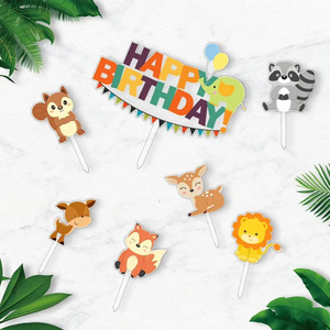 Animals Happy Birthday Toppers Set